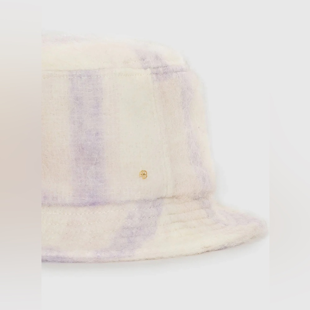 Anine Bing Cami Bucket Hat - Lavender And Cream Check - Picture 3 of 4